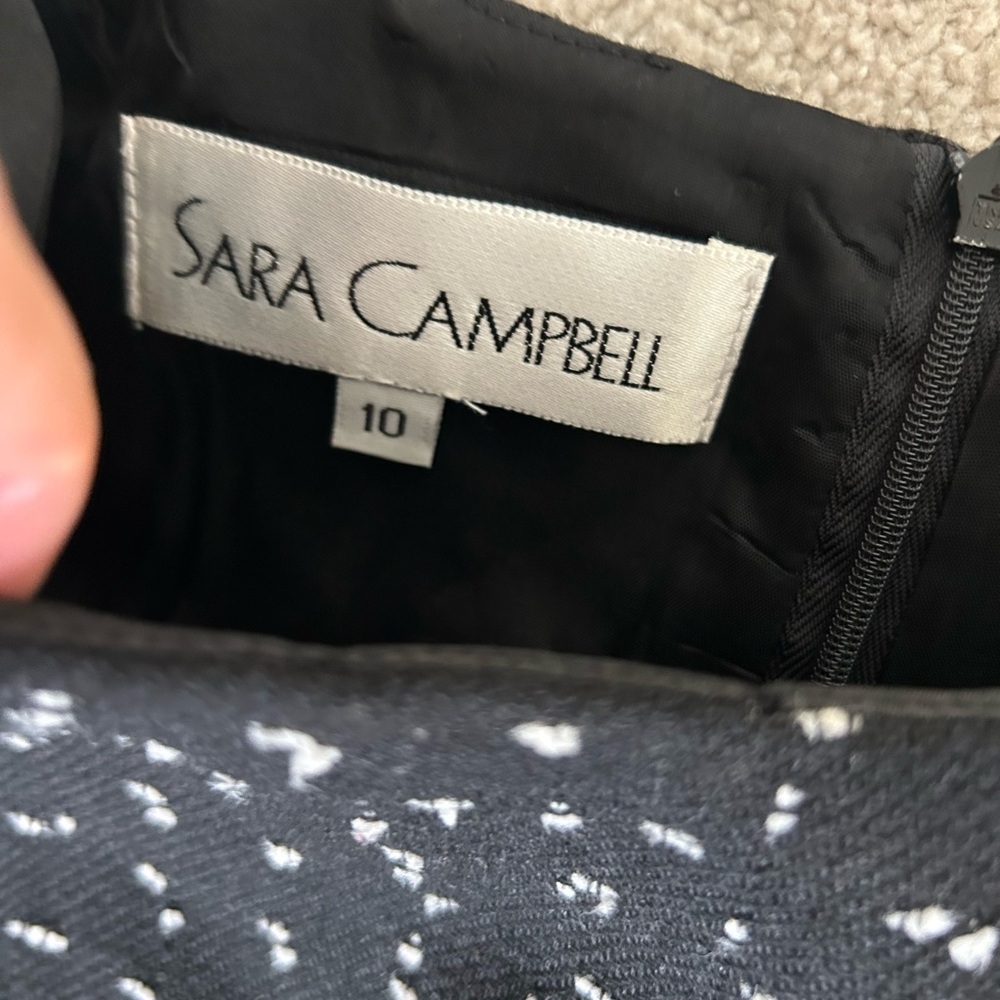 Sara Campbell 8 vintage black white wool sleeveless lined dress - Picture 8 of 9